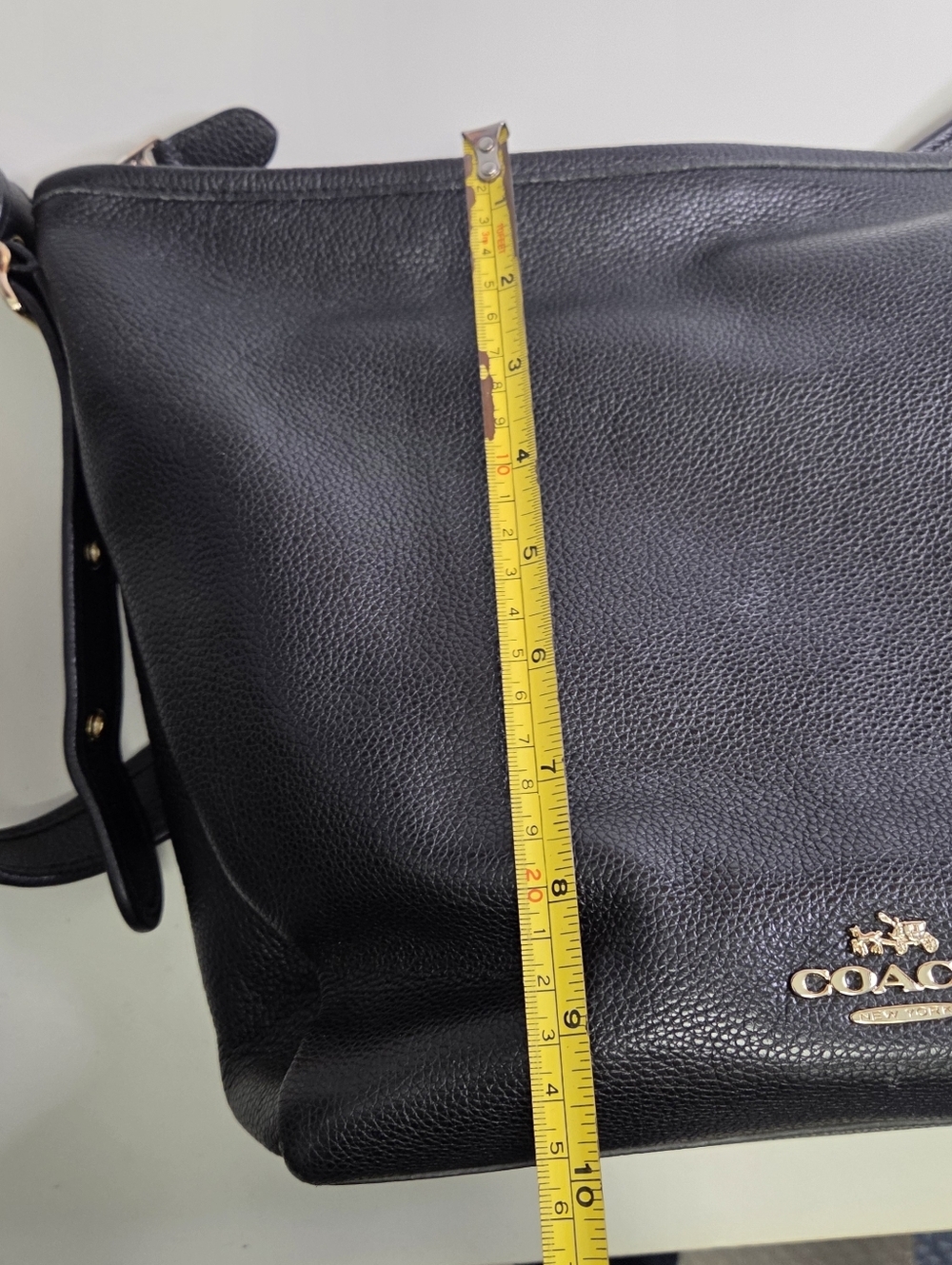 Coach Dufflette Black Pebbled Leather Shoulder Bag - Picture 11 of 16